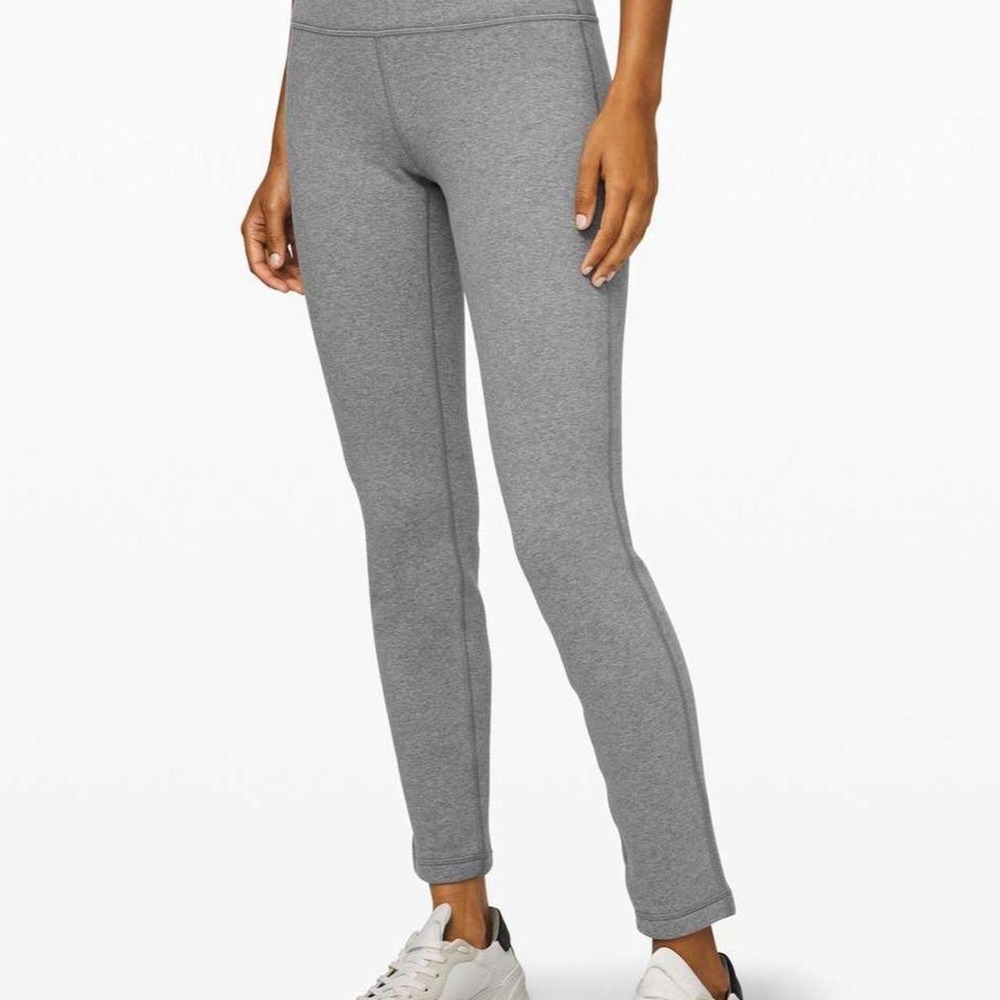 Lululemon Wunder Lounge Pant 28 Heathered Grey Fleece High Rise Leggings